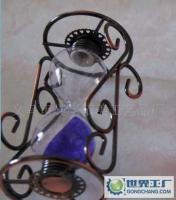 古典时光的见证 古铜色圆形金属沙漏工艺品